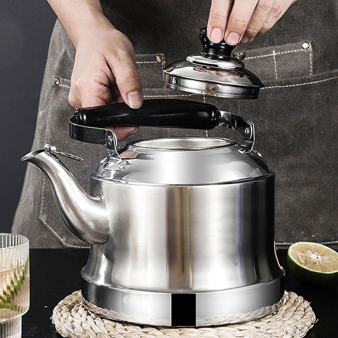 Tea kettle, 3.2 Quart Food Grade 304 Stainless Steel Tea Kettle for Stove top Whistling Teapot with Cool Touch Ergonomic Handle, Suitable for All Heat Sources(3L)