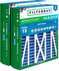 Filterbuy 24.5x27x5 Air Filter MERV 13 Optimal Smoke & Allergy Defense (2-Pack), Pleated HVAC AC Furnace Filters for Trane, American Standard, Honeywell, and More (Actual Size: 24.06 x 26.13 x 4.97)