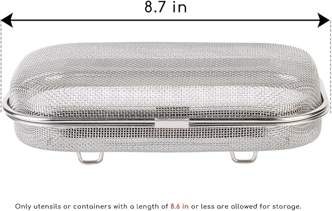 Dishwasher Basket for Small Items, 18/8 Food-Grade Stainless Steel Utensil Organizer with Locking Lid, Dishwasher Safe Holder for Chopsticks, Forks, Spoons, Bottle Parts and Kitchen Tools(Medium)