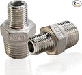 1/2" x 1/4" Reducing Hex Nipple, 304 Stainless Steel NPT Male Pipe Fitting Reducer Nipple Adapter 2000psi Reducer Connector Suit for 0.71" and 0.46" Pipe ID (1/2"x 1/4"MNPT)