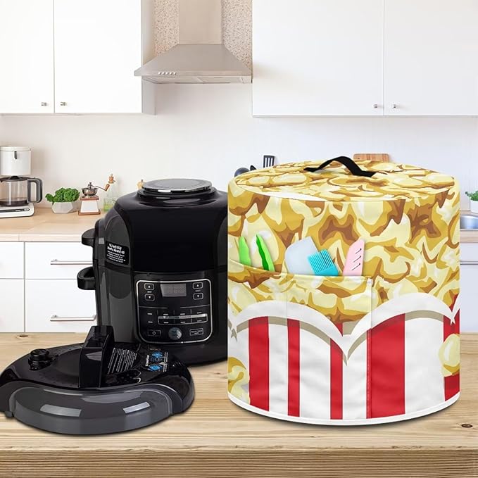 Dust Cover for 6 Quart Pressure Cooker Air Fryer Small Appliance Covers, Easy to Clean Pressure Cooker and Air Fryer Cover with Pocket for Kitchen Decor, Popcorn