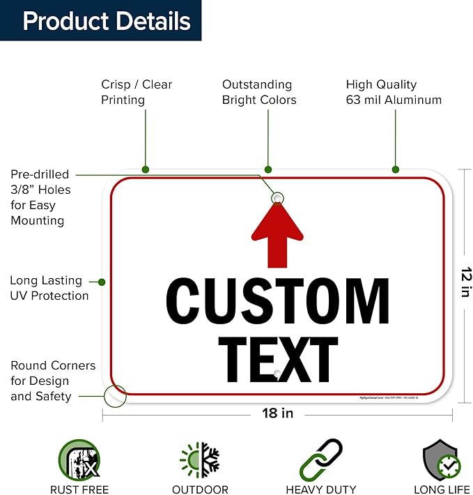 Custom Arrow Directional Sign by My Sign Center - 12x18 Inches, Rust Free .063 Aluminum, Fade Resistant, Made in USA