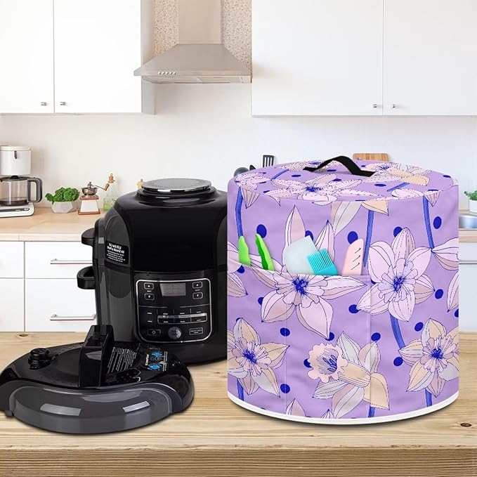 Purple Floral Dust Cover Instant Pot Heavy Duty Waterproof Dust Pressure Cooker Cover Case for Instant Pot Pressure Cooker Instant Pot Appliance Covers Pressure Cooker Size M