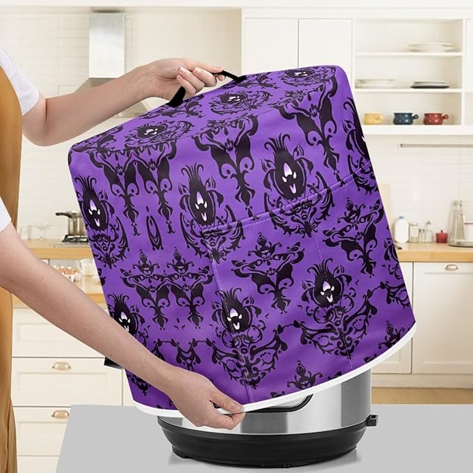 TODIYADDU Purple Ghost Spider Pressure Cooker Cover for Women Trendy Instant Pot Cover with Top Handle and Pocket Kitchen Appliance Cover Dust Cover for 3 Quart Instant Pot and Extra Accessories