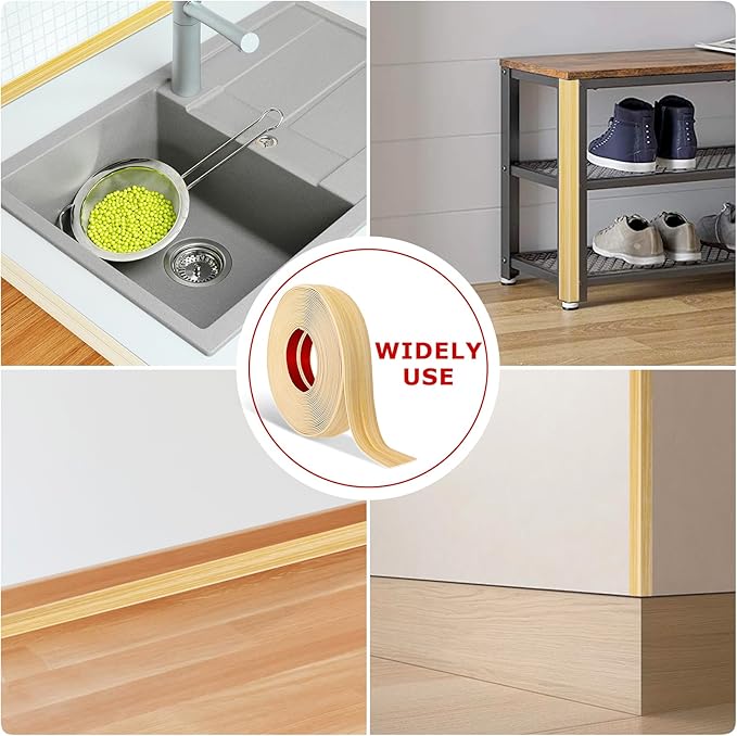 Flexible Wall Corner Protector Moulding Trim Peel and Stick Wall Corner Guards Edge Protector Self Adhesive Molding Trim Strip for Edge Ceiling (Original Wood Grain, 0.8 in x 40 Ft)