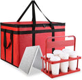 Cooler Insulated Food Delivery Bag & Drink Carrier with Hard Bottom, XXX-Large Grocery Catering Travel Thermal Frozen Carrier, Pizza Bags for Doordash/Uber Eats, Cold Warmer Accessories for Door Dash