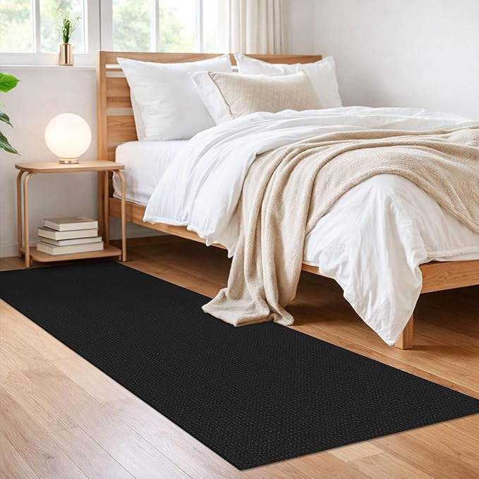 IOHOUZE Washable Runner Rug 2x6 Non Slip Runners for Hallways Entryway Runner Indoor, Kitchen Rugs Woven Cotton Floor Carpet for Kitchen Hall Entrance Bedroom, Black/Grey