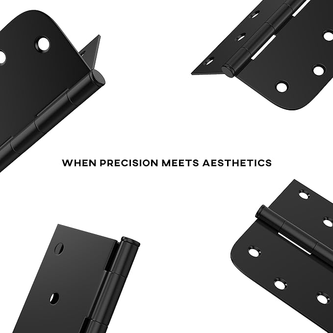 goldenwarm 12 Pack Matte Black Door Hinges 4 x 4 Inch Door Hinge Black Interior Door Hinges with Square & Round Corners Black