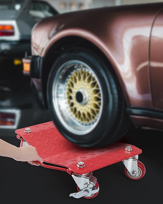 Wheel Dolly Set of 4, 6000LBS Car Moving Dolly, Wheel Dolly Car Tire Stake Set, Heavy-Duty Car Tire Cart Moving Cars, Trucks, Trailers, Motorcycles, and Boats, Red