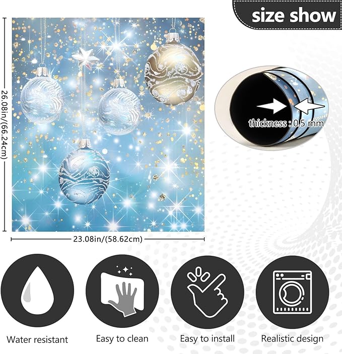 Christmas Ball Dishwasher Magnet Cover Panel Blue Gold Ball Magnetic Dishwasher Covers Refrigerator Sticker Decal Xmas Decorative Washing Machine Cover for Home Kitchen,23x26in