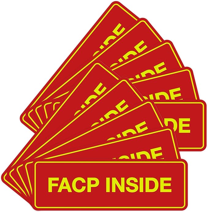 Signs ByLITA Standard FACP Inside Sign | Fire Safety Signage (Red/Yellow) - Medium 10 Pack