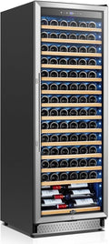 Tylza Upgraded 154 Bottles Wine Cooler Refrigerator, 24 Inch Tall Wine Fridge Built-in or Freestanding with Professional Compressor, Low Noise Fast Cooling and Intelligent Temperature Memory