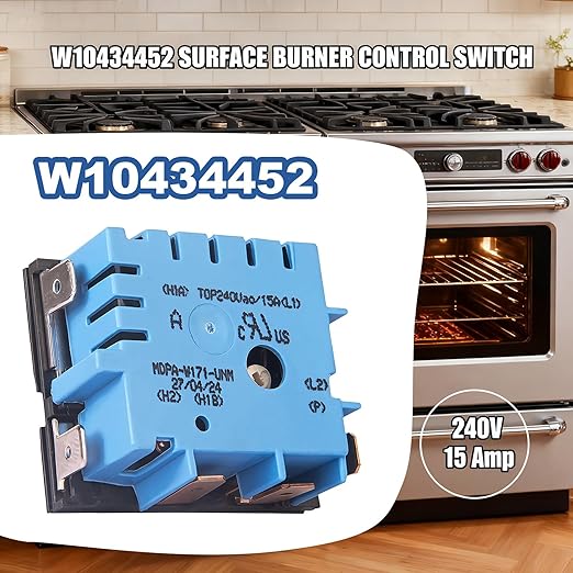 W10434452 Dual Infinite Stove Control Switch – Replaces WPW10434452, 2118918, AP6021365, PS11754687, EAP11754687 – Compatible with Whirlpool, Maytag, Amana, KitchenAid Electric Ranges