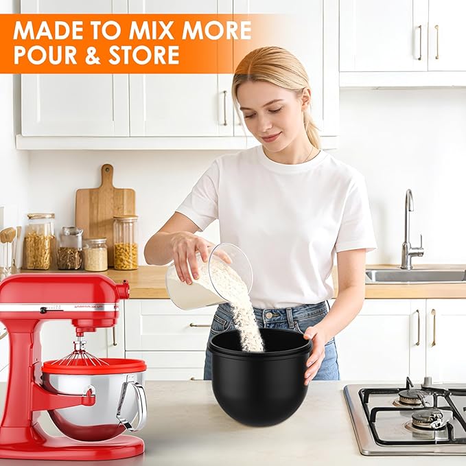 Omoiyari Premium 3-Pack Silicone Bowl Liners with Lids for KitchenAid 7-Qt Bowl-Lift (Only), 2mm Extra-Thick Silicone, Odour-Free,Heat-Resistant,Air Valves for Dough Proofing,Dishwasher Safe, BPA Free