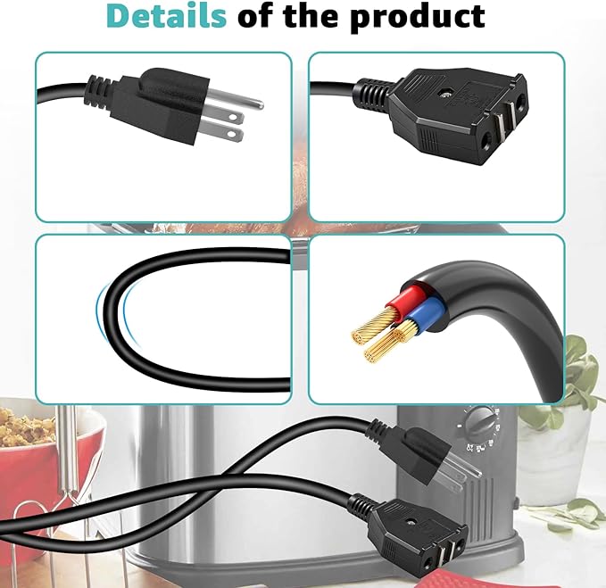 Electric Fryer Breakaway Magnetic Power Cord for Masterbuilt MB20012420,MB20010326 Replacement for Masterbuilt 10L XL Electric Turkey Fryer