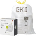 EKO 9.3 Gallon / 30–35 Liter Drawstring Trash Bags, 110 Count Heavy-Duty Tall Kitchen Garbage Can Liners, Extra-Strong Leak-Resistant, Unscented, White, Code K