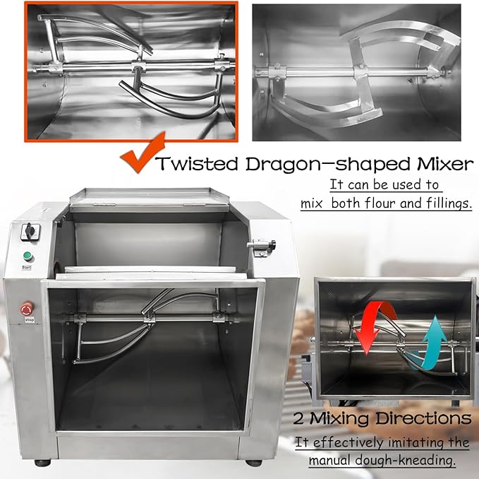 INTSUPERMAI 220V Commercial Dough Mixer Machine 50 KG Kneading Capacity 75L Electric Food Flour Mixer 4000W/5.36HP for Dough Mixing Kneading for Schools Bakeries Restaurants Pizzerias