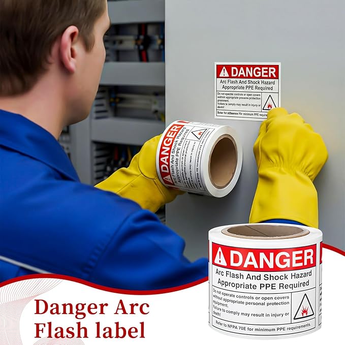 100 PCS DANGER Arc Flash and Shock Hazard Label - 3.5 x 5 Black & Red Electrical Safety Warning Decal High Performance Polyester Safety Sticker Signs for the Workplace