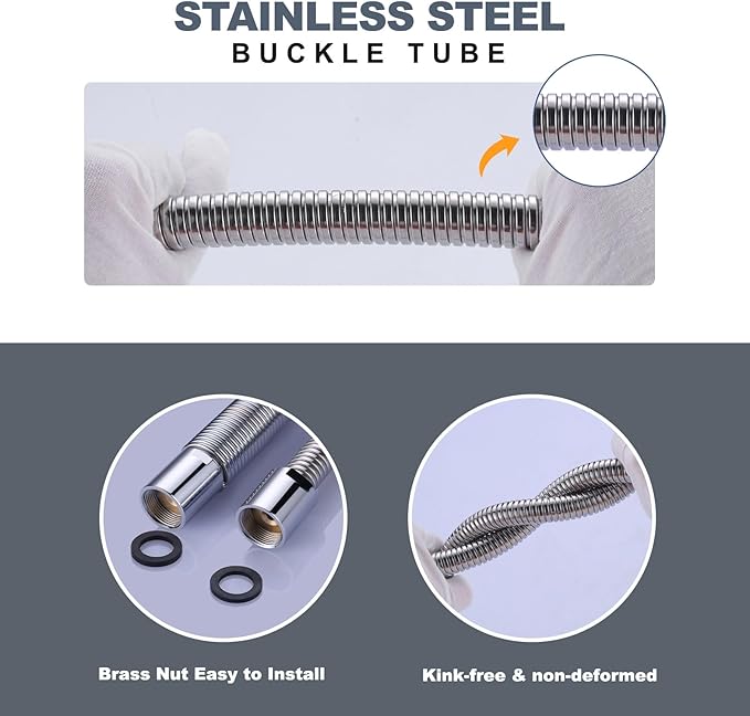 45" Commercial Sink Faucet Sprayer Hose, Pre-rinse Sprayer Hose for Commercial Kitchen Sink Faucet, 45 Inch Stainless Steel Flexible Hose Replacement Kit for Restaurant Industrial Dishwasher