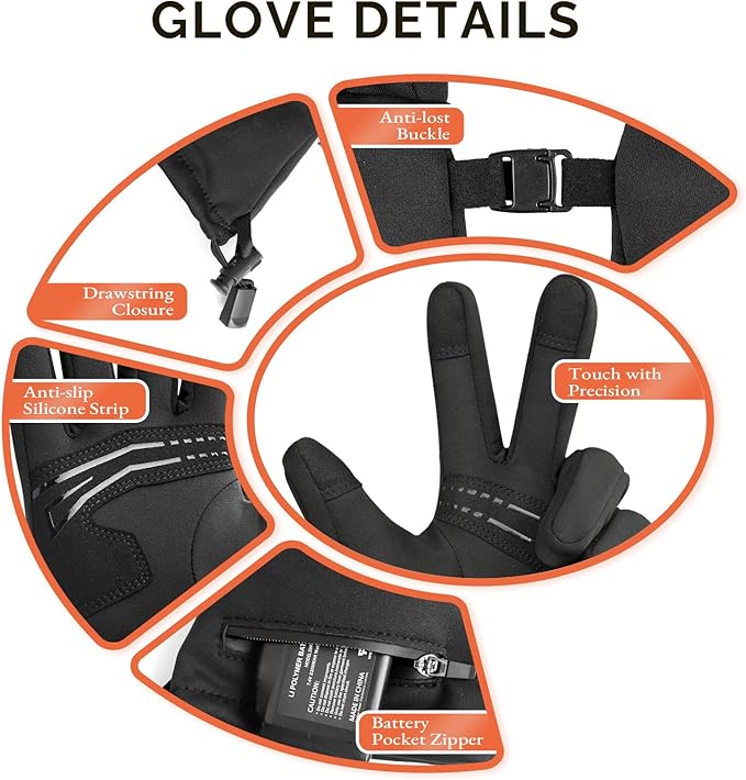 SAVIOR HEAT Thin Heated Gloves for Men Women, Electric Glove with Rechargeable Battery Hand Warmer for Skiing Hiking Hunting Camping Climbing Motorcycling
