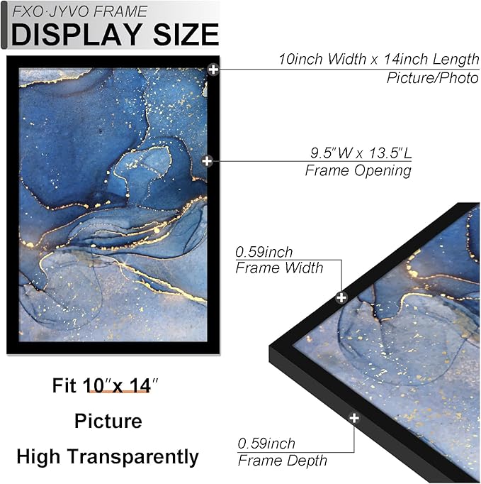 10x14 Picture Frame, Black Frame for 10 x 14 Inch Picture Poster Photo, Light Weight and High Transparent 10 by 14 Frame for Wall - 1 Pack/Black/10 x14