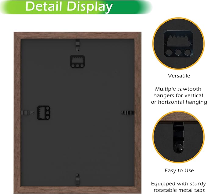 FrameWorks 8.5” x 11” Dark Oak Wooden Shadow Box Frame – Soft Felt Back, Tempered Glass, and Included Elegant White Ball Push Pins,8.5inchx11inch