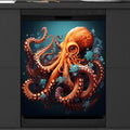 Dishwasher Magnet Cover Ocean Sea Octopus Reusable Dishwasher Magnetic Cover Sticker Decorative Dish Washer Door Cover Panel for Home Kitcen Appliance