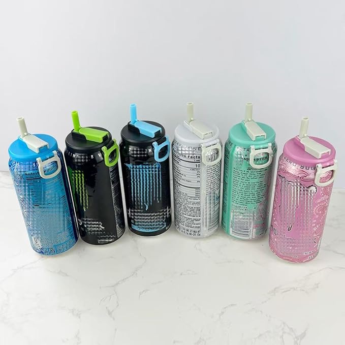 4 Pack Soda Can Lids with Straws,Inspired by Energy Drink Can Colors – Fits fit Standard 12oz/16oz Cans