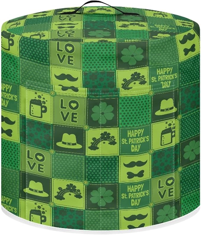 Green Hat Floral Print Kitchen Appliance Cover,St. Patrick's Day Theme Pressure Cooker Cover 3 Quart Dust Cover for Air fryer/Rice Cooker/Oven/Toaster/Stand Mixer/Steamer