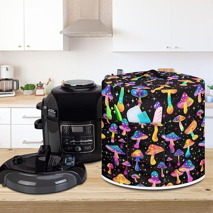 Colorful Mushrooms Dust Cover Instant Pot Heavy Duty Waterproof Dust Pressure Cooker Cover Case for Instant Pot Pressure Cooker Instant Pot Appliance Covers Pressure Cooker Size L