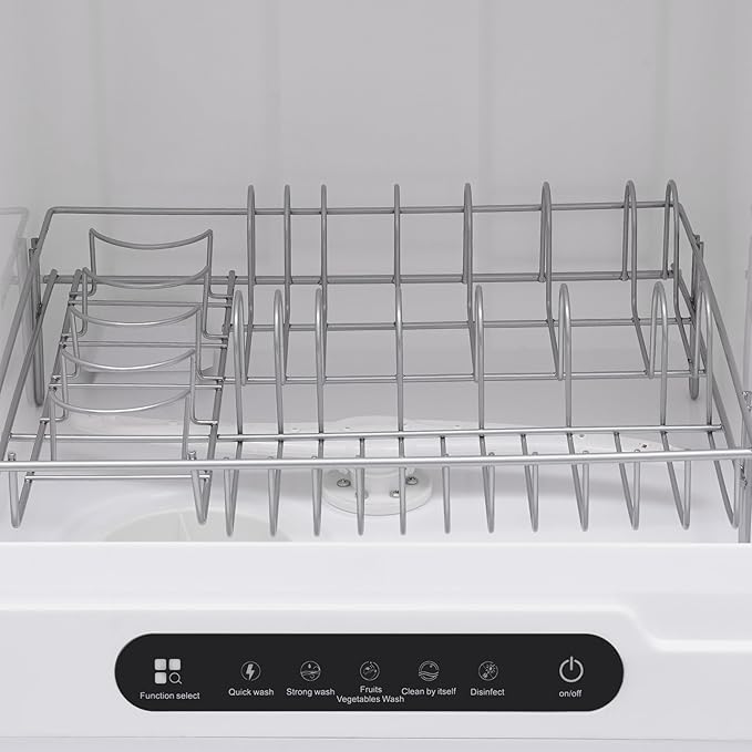 1200W Countertop Dishwasher with 5L Built-In Water Tank Mini Dish Washer with 5 Washing Programs and 360° Dual Spray,Compact & Convenient Mini Dishwasher,Tank Leak Proof Drying for Kitchen,Office,RV