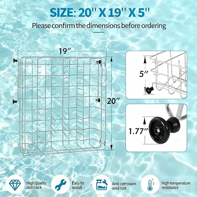 5304535380 Dishwasher Upper Rack Replacement for Kenmore, Crosley, Frigidaire Compatible with Part Numbers 154331502, 5304498202, 5304498220, 5304517202, 5304517201, AP7215765