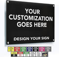 Custom Metal Business Signs - Personalized Aluminum, Waterproof, White (Black Background, 42x28 In)