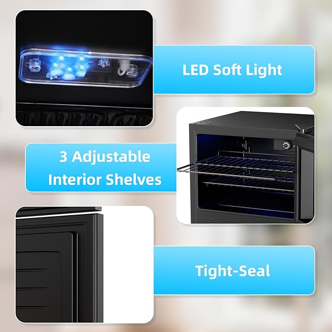Antarctic Star 2.6 Cu. Ft. Mini Fridge with Freezer, Compact Refrigerator with Temperature Control, Reversible Door, LED Light, Energy Efficient for Home/Office/Bar/Bedroom