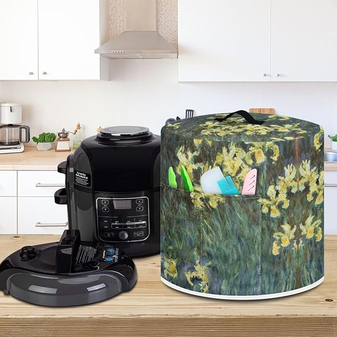 Starry Night Oil Painting Printed Pressure Cooker Cover Round Dust Cover Funny Designs Air Fryer Cover Kitchen Appliance