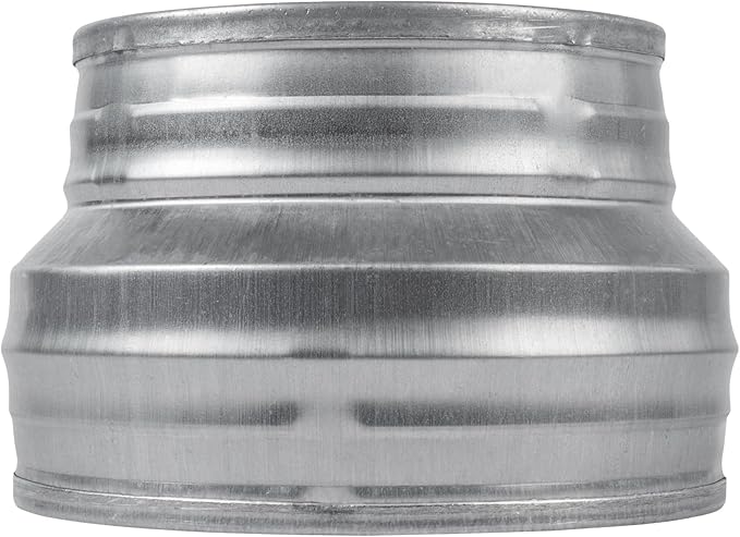 6" to 5" Inch Round Duct Reducer - Male Fit Galvanized Steel Pipe Increaser - Coupling for Round Duct Ventilation Systems - Heating & Cooling