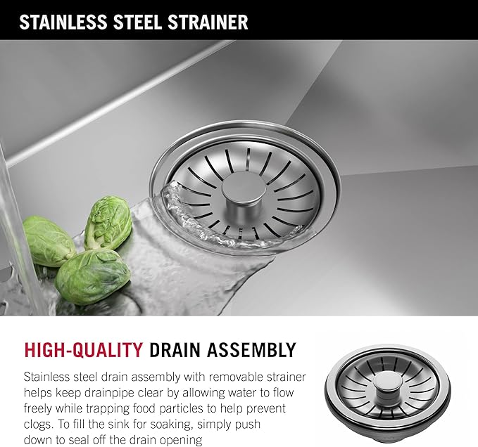 DELTA FAUCET Delta Lenta 26-inch Undermount 16 Gauge Stainless Steel Single Bowl Kitchen Sink with Accessories, 953034-26S-SS, Satin