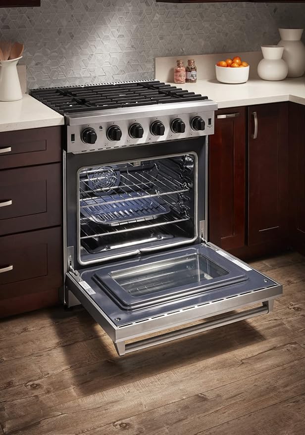 THOR Kitchen Freestanding Professional 30-Inch Gas Range in Stainless Steel - Model LRG3001ULP + LP Conversion Kit