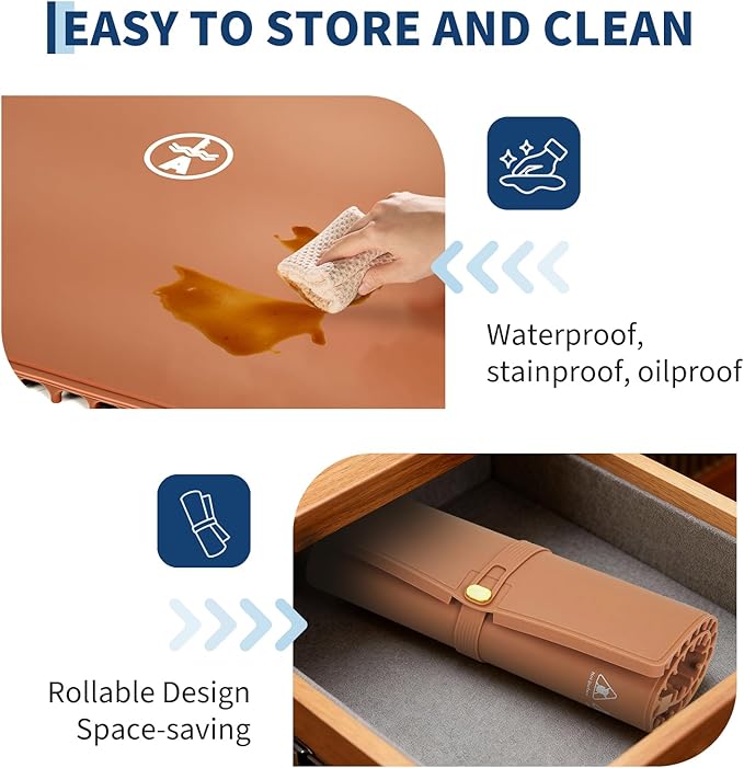 Garvee Electric Food Warming Mat for Countertop, 24x15 in, Dual Zone Control, Portable Silicone Food Warmer Pad Tray with Timer & 6 Temp Levels for Buffet Party, Easy to Clean, Orange