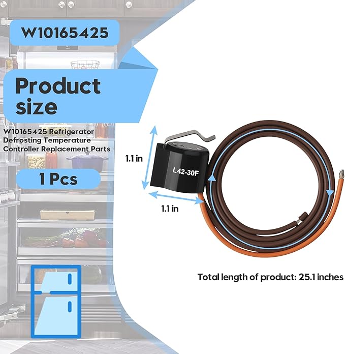 W10165425 Refrigerator Defrost Thermostat Replacement Fits for Whirlpool,May-tag and Ken-More,Amana,Replaces wp67003426,67003426,12555902,WPW10165425,AP6016065,12639324SP,1455131,PS11749348