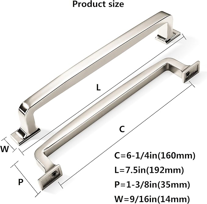 khtumeware 10 Pack 6-1/4 Inch Kitchen Cabinet Handles Polished Nickel Cabinet Pulls Drawer Pulls Kitchen Cabinet Hardware Kitchen Handles for Cabinets Cupboard Handles Drawer Handles