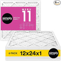 Simply 12x24x1 Air Filter, Merv 11, 6 Pack, For Home AC Furnace & HVAC (Actual Size: 11.75"x23.75"x0.75") DUST, Pet, & Allergy Control