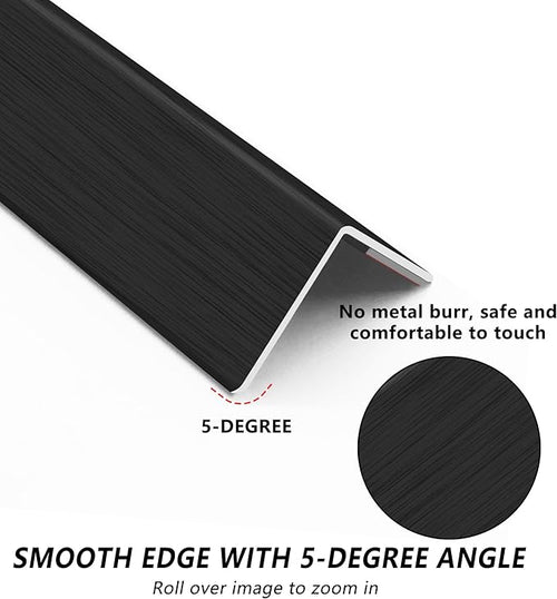 10pcs 48"L*0.98"W Aluminum Self-Adhesive Wall Corner Protectors, Wall Furniture Bumper, Safety Baby Proofing Corner Cushion Table Edge，Wide Coverage and Easy to Install - Black