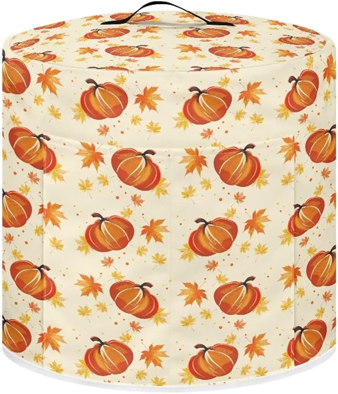 Pumpkins Maple Leaf Print 6 Quart Pressure Cooker Dust Cover with Storage Pocket and Top Handle Kitchen Appliance Air Fryer Rice Cooker Dust Cover Thanksgiving Day Decor