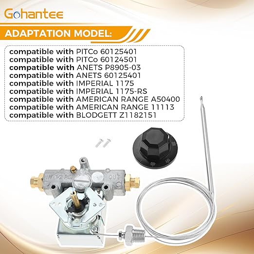 Gohantee Gas Fryer Thermostat, Thermostat for 1/4" Mpt Mpt Stuff Box, Thermostat 200-400F Compatible with Pitco P5047588, Pitco GSA60301800, Pitco 4290-006 Gas Thermostat for Adcraft deep Fryer