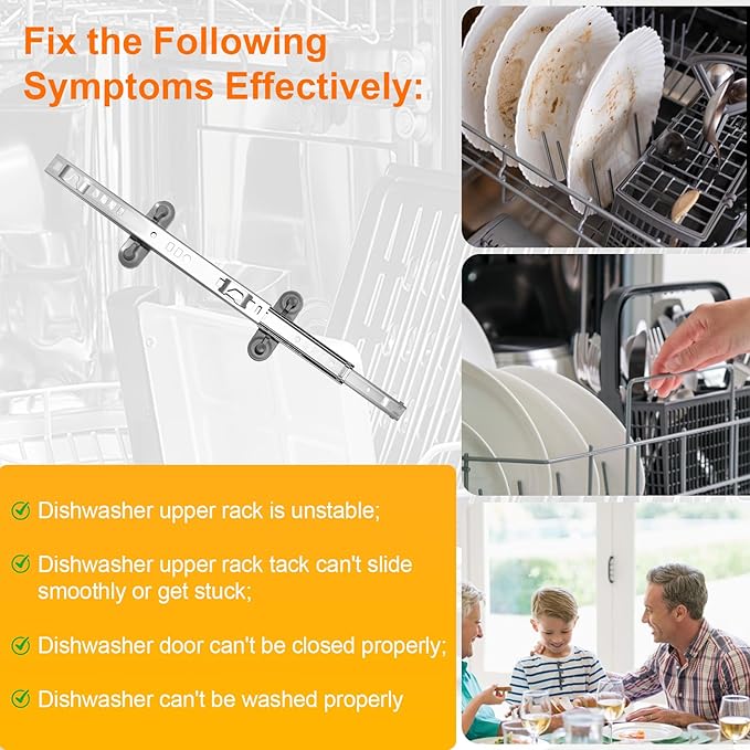 Upgraded W11259786 Dishwasher Dishrack Slide Track, Compatible With Whirlpool, KitchenAid, Kenmore, Maytag Dishwasher WPW10546503 AP6783993 PS12584377 (Right Slide)