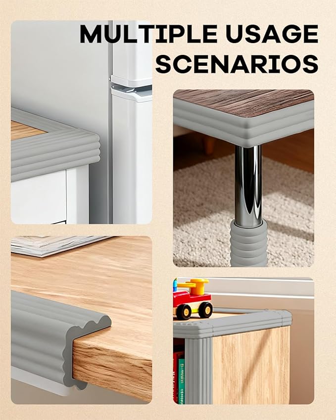 Edge and Corner Guards with Strong Adhesive Extra Thick Baby Proofing Furniture Protector for Table Desk Bed Cabinets Child Safety for Home and Nursery (Grey, 16.4 Feet)