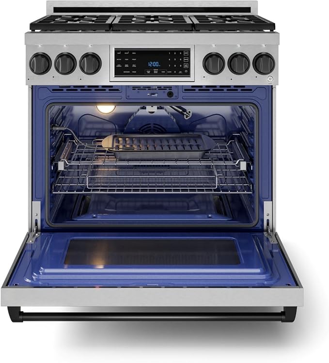 Gordon Ramsay by THOR Kitchen 36 Inch Professional Liquid Propane Range with Tilt Panel Touch Control in Stainless Steel/Black