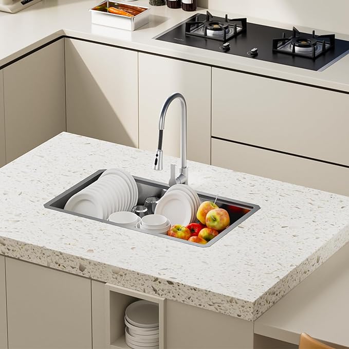30 inch Undermount Handmade 18 Gauge Single Bowl Stainless Steel Kitchen Sink with Accessories