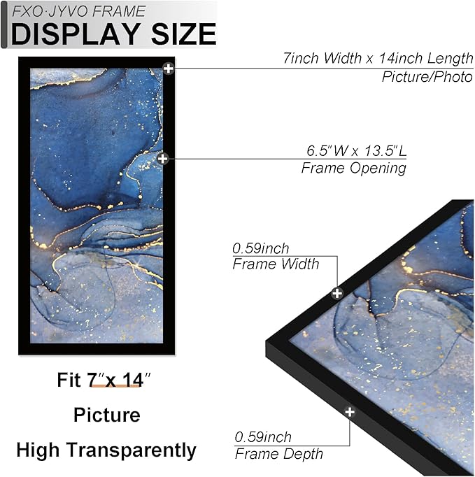 7x14 Picture Frame Set of 6, Black Frame for 7 x 14 Inch Picture Poster Photo, Light Weight and High Transparent 7 by 14 Frame for Wall - 6 Pack/Black/7"x14"
